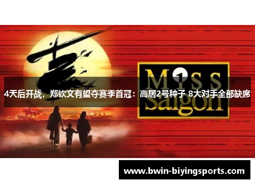 4天后开战，郑钦文有望夺赛季首冠：高居2号种子 8大对手全部缺席